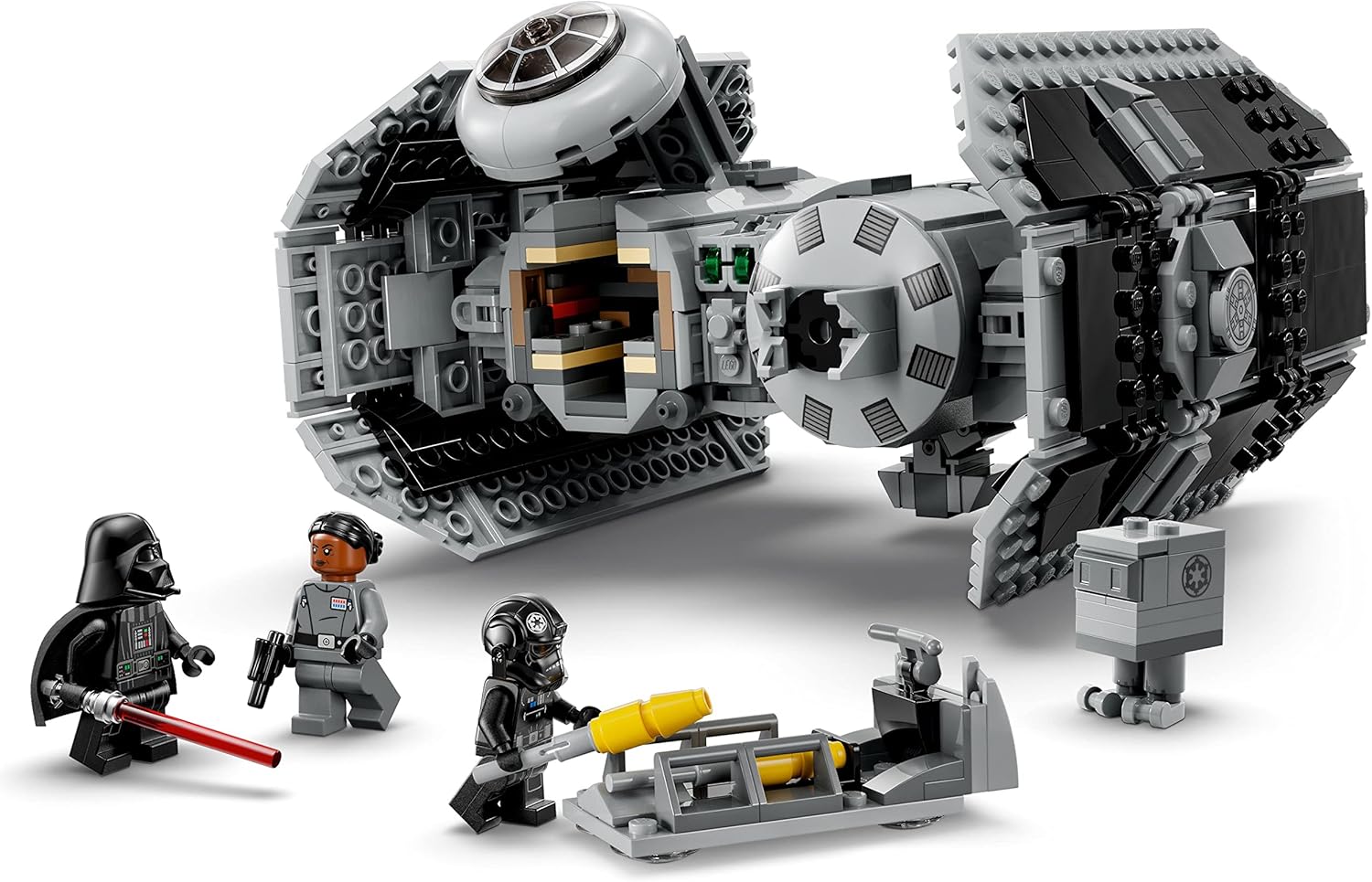 LEGO Star Wars TIE Bomber Model Building Kit, Star Wars Toy Starfighter with Gonk Droid Figure, Darth Vader Minifigure and Lightsaber, Collectible Star Wars Gift for 9 Year Olds, 75347