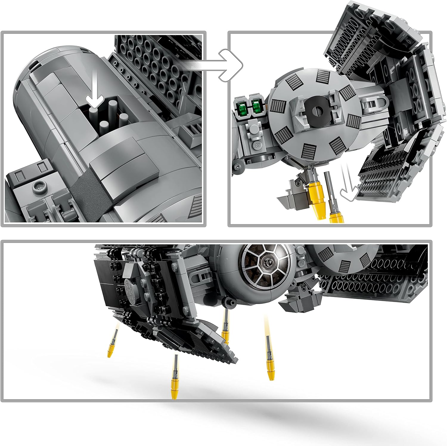 LEGO Star Wars TIE Bomber Model Building Kit, Star Wars Toy Starfighter with Gonk Droid Figure, Darth Vader Minifigure and Lightsaber, Collectible Star Wars Gift for 9 Year Olds, 75347