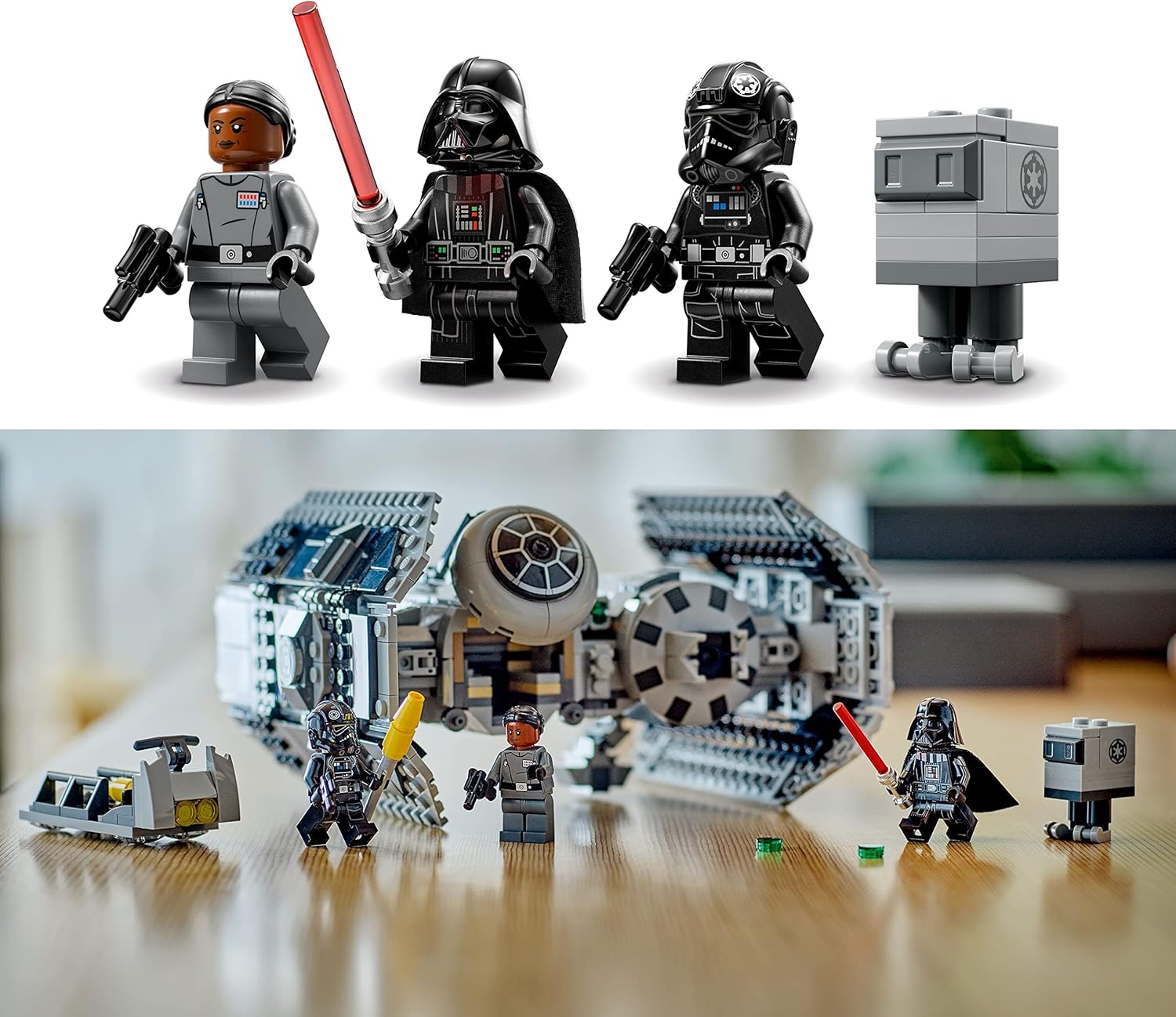 LEGO Star Wars TIE Bomber Model Building Kit, Star Wars Toy Starfighter with Gonk Droid Figure, Darth Vader Minifigure and Lightsaber, Collectible Star Wars Gift for 9 Year Olds, 75347